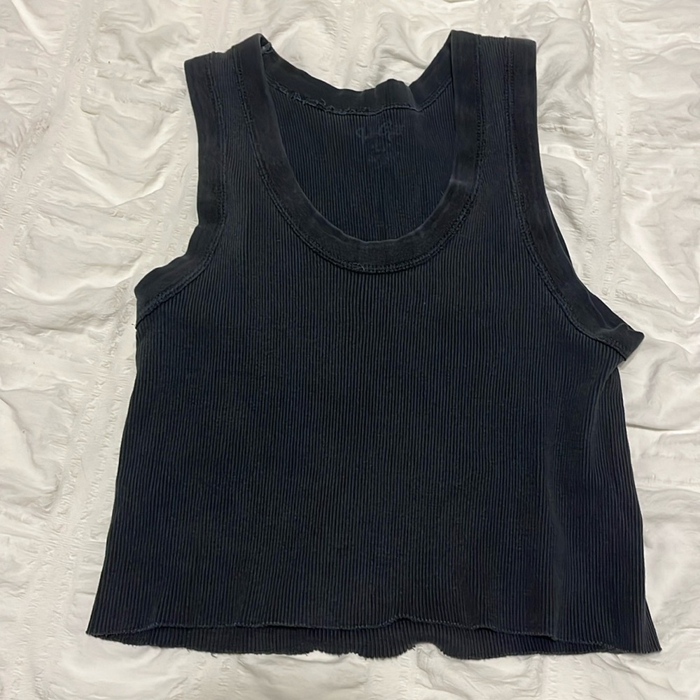 dark navy, wide strap ribbed tank top